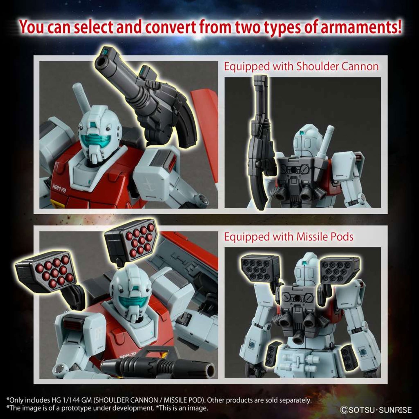 Hg Gm Shoulder Cannon / Missile Pod 1/144 -Model kit