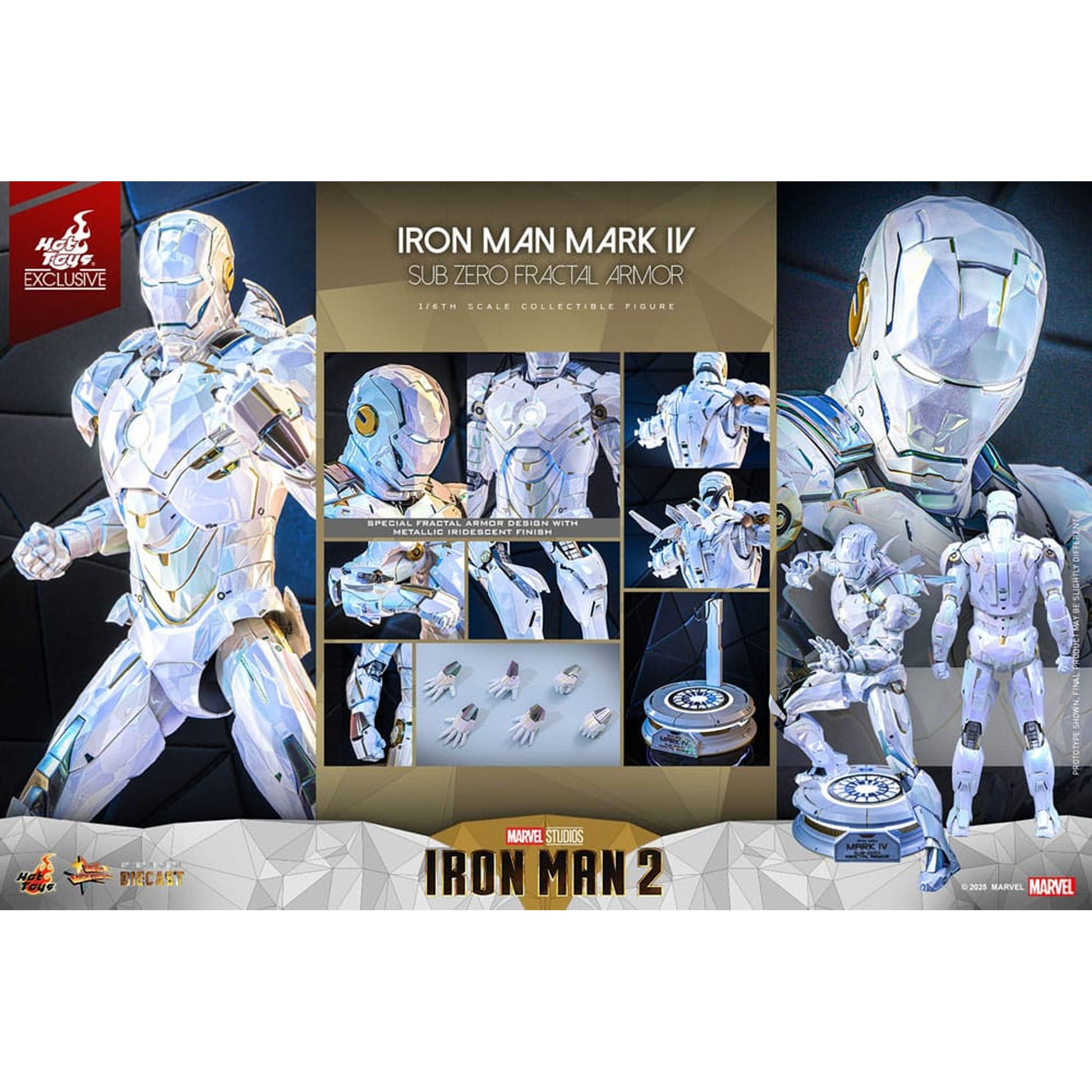 Iron Man 2 Movie Masterpiece Diecast 1/6 Iron Man Mark IV (Sub-Zero Fractal Armor) Hot Toys Exclusive -Action Figuuri