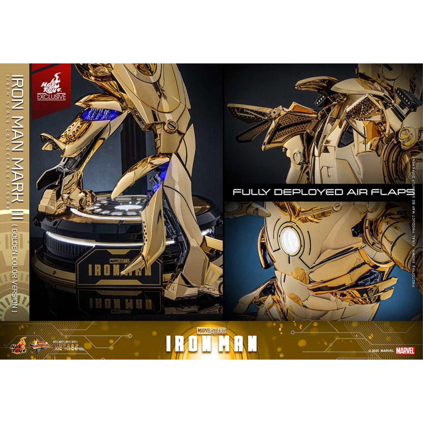Iron Man Movie Masterpiece Diecast Action Figure 1/6 Iron Man Mark III (Gold Color Version) Hot Toys Exclusive