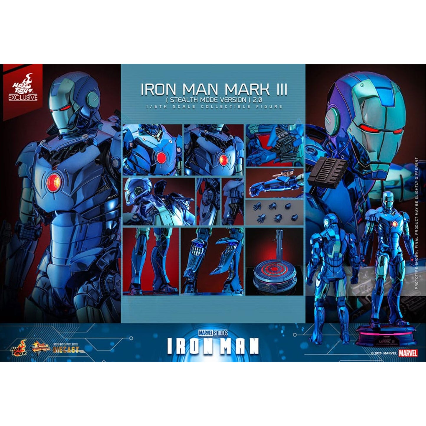 Iron Man Movie Masterpiece Diecast Action Figure 1/6 Iron Man Mark III (Stealth Mode Ver.) 2.0 Hot Toys Exclusive