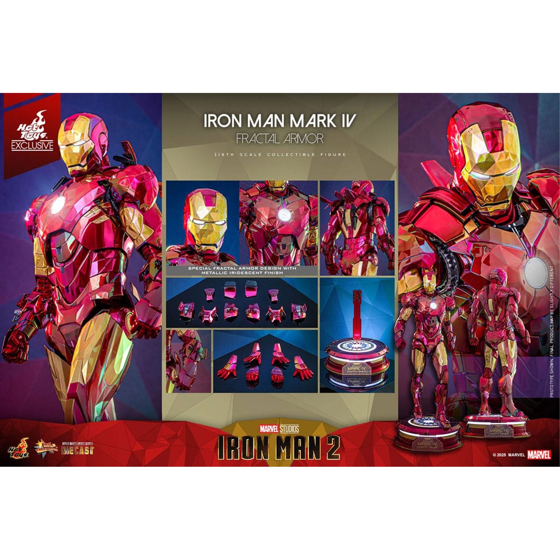 Iron Man Movie Masterpiece Diecast 1/6 Iron Man Mark VI (Fractal Armor) Hot Toys Exclusive -Action Figuuri