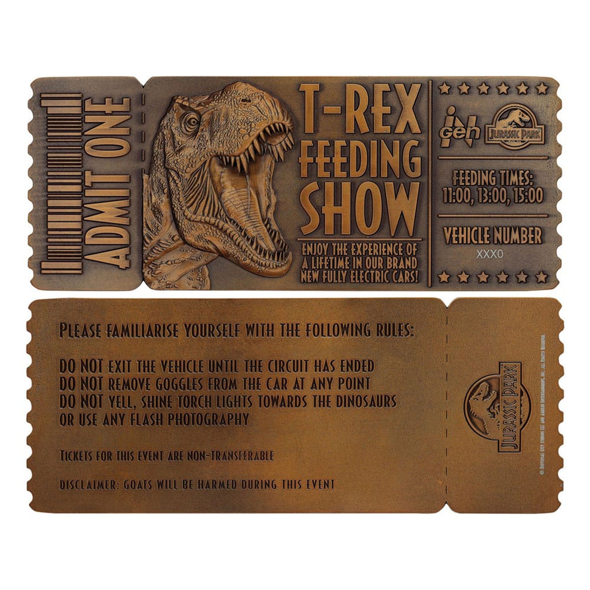 Jurassic Park 1/1 Feeding Show Ticket -Replica