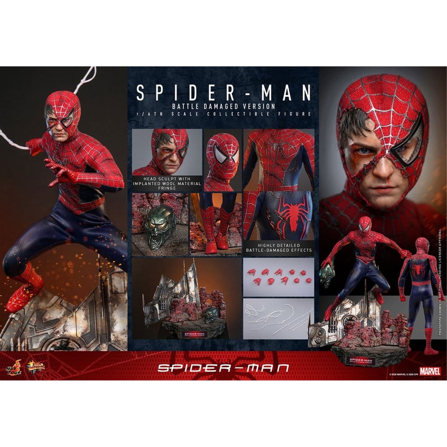 Spider-Man Movie Masterpiece 1/6 Spider-Man (Battle Damaged Version) -Action Figure