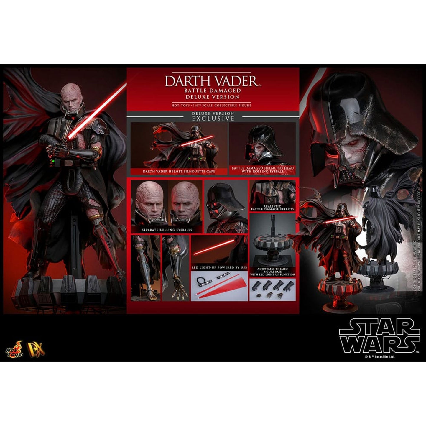 Star Wars 1/6 Darth Vader (Battle Damaged) Deluxe Version -Action Figuuri