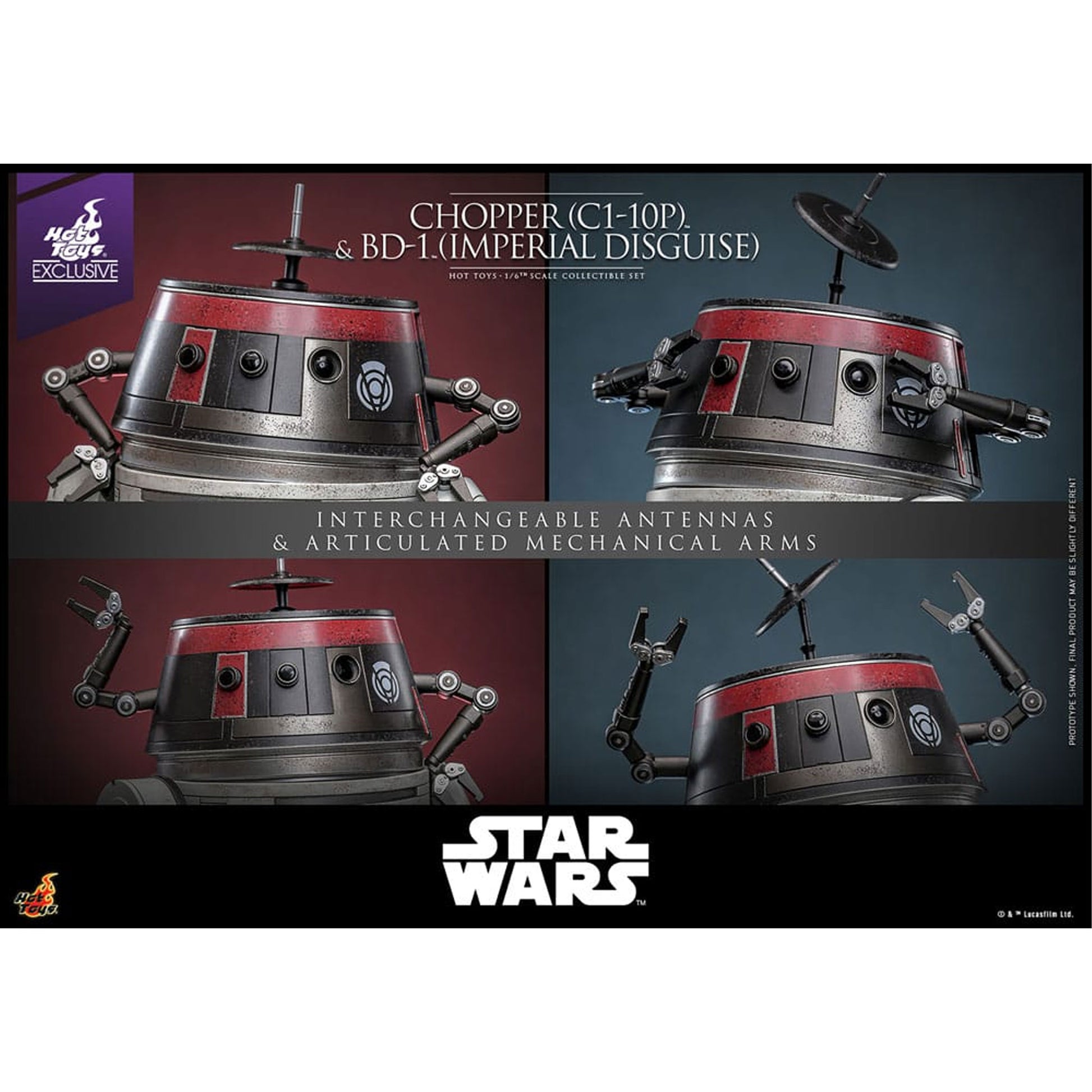 Star Wars Set 1/6 Chopper (C1-10P™) & BD-1™ (Imperial Disguise) -Action Figuuri