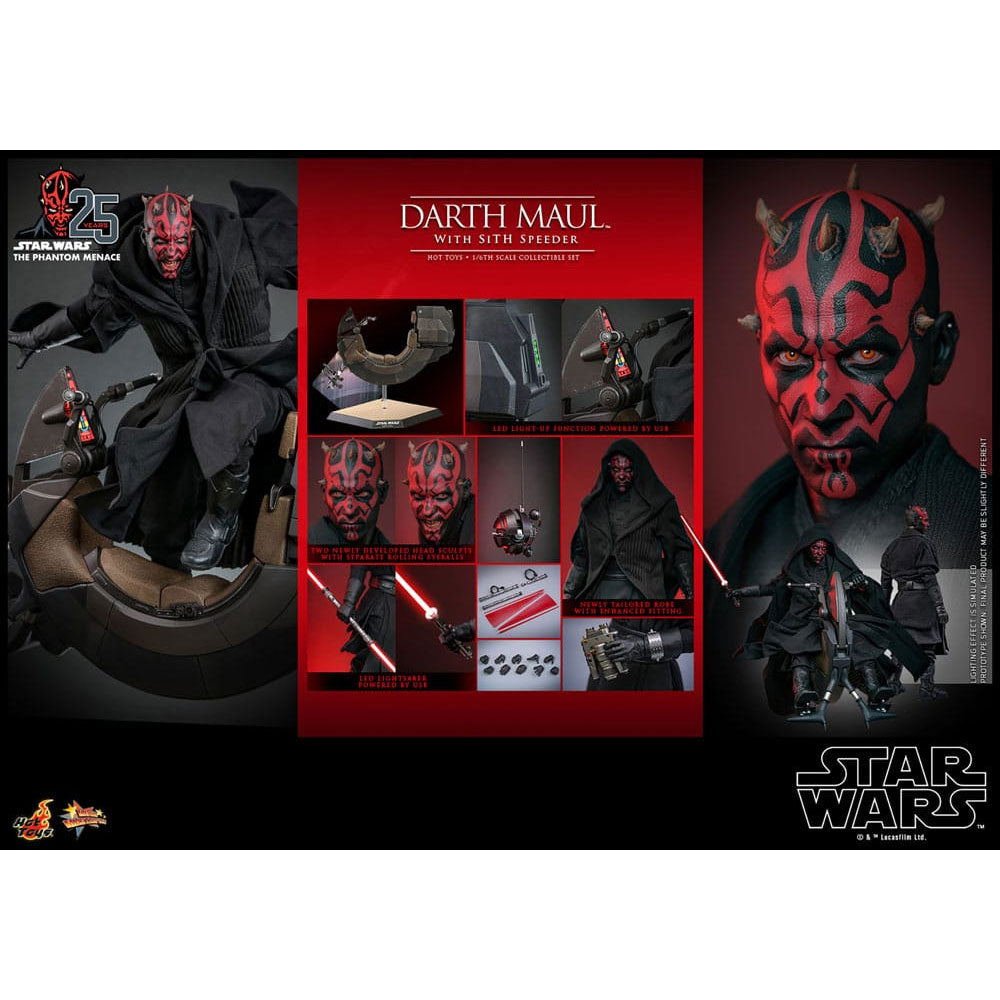 Star Wars Episode I Movie Masterpiece Action Figure 1/6 Darth Maul with Sith Speeder
