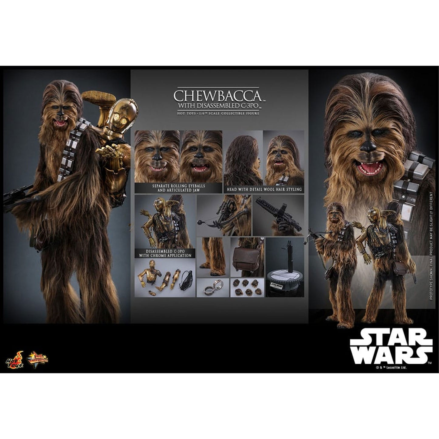Star Wars Episode V Movie Masterpiece 1/6 Chewbacca with Disassembled C-3PO -Action Figuuri