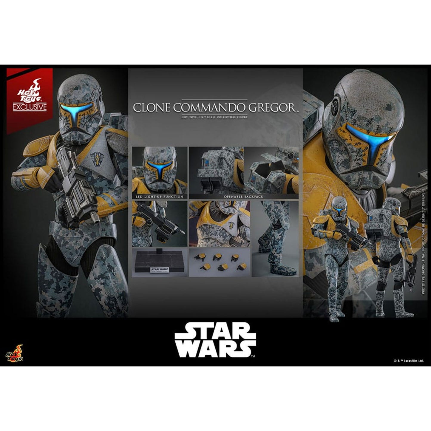 Star Wars: The Clone Wars Action Figure 1/6 Clone Commando Gregor Hot Toys Exclusive