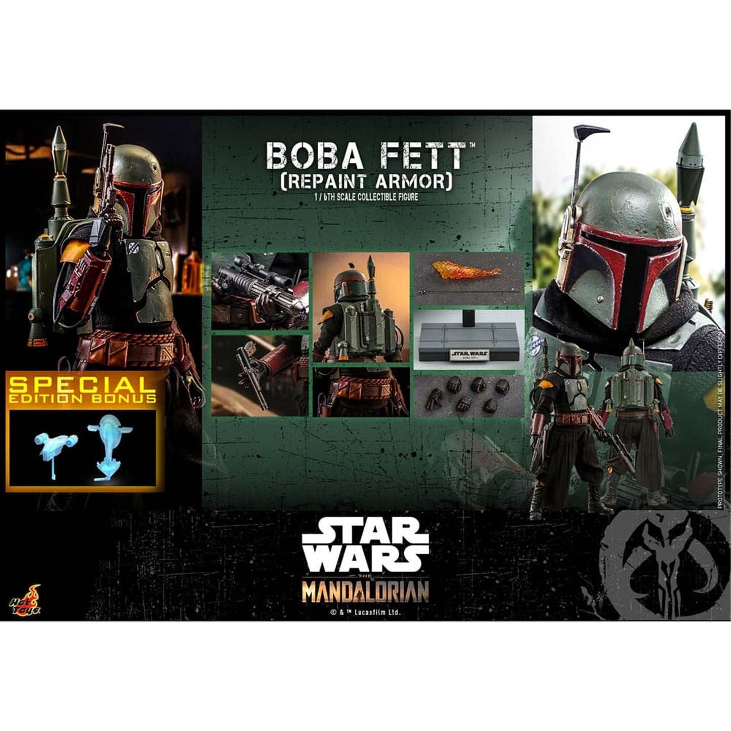 Star Wars: The Mandalorian Action Figure 1/6 Boba Fett Repaint Armor Special Edition