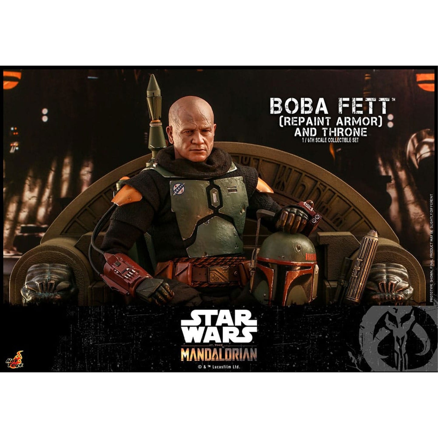 Star Wars: The Mandalorian Action Figure 1/6 Boba Fett Repaint Armor and Throne Special Edition