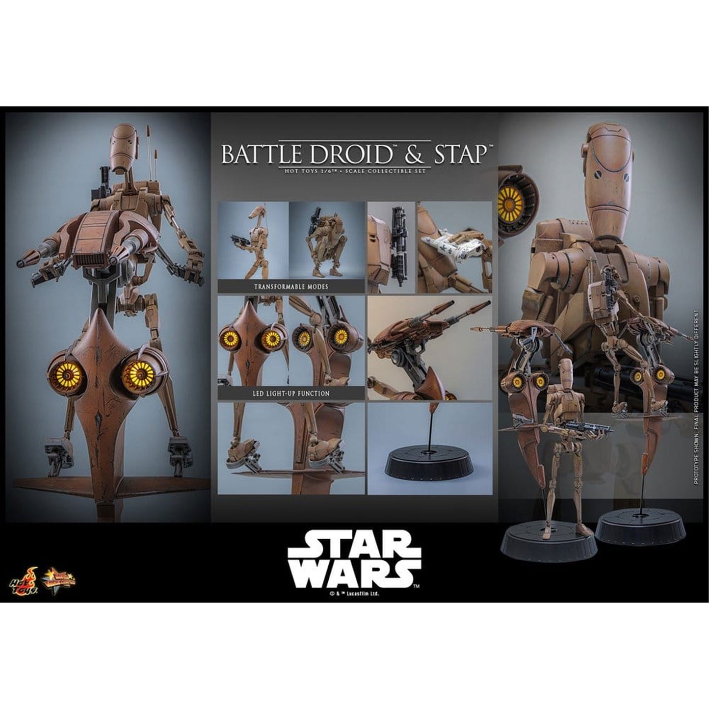 Star Wars: The Phantom Menace Movie Masterpiece 1/6 Battle Droid & STAP -Action Figure Set