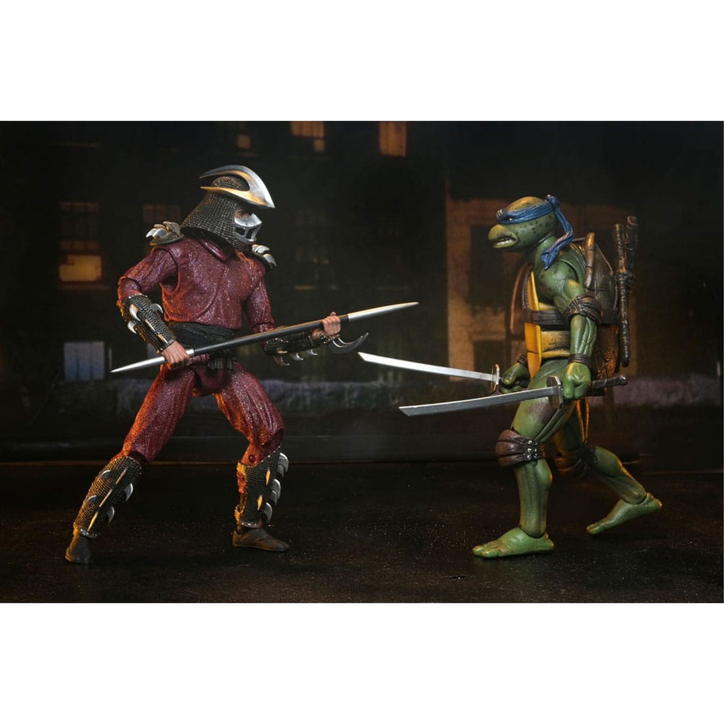 Teenage Mutant Ninja Turtles (1990 Movie) Action Figure Roof Top Battle Shredder vs Leo