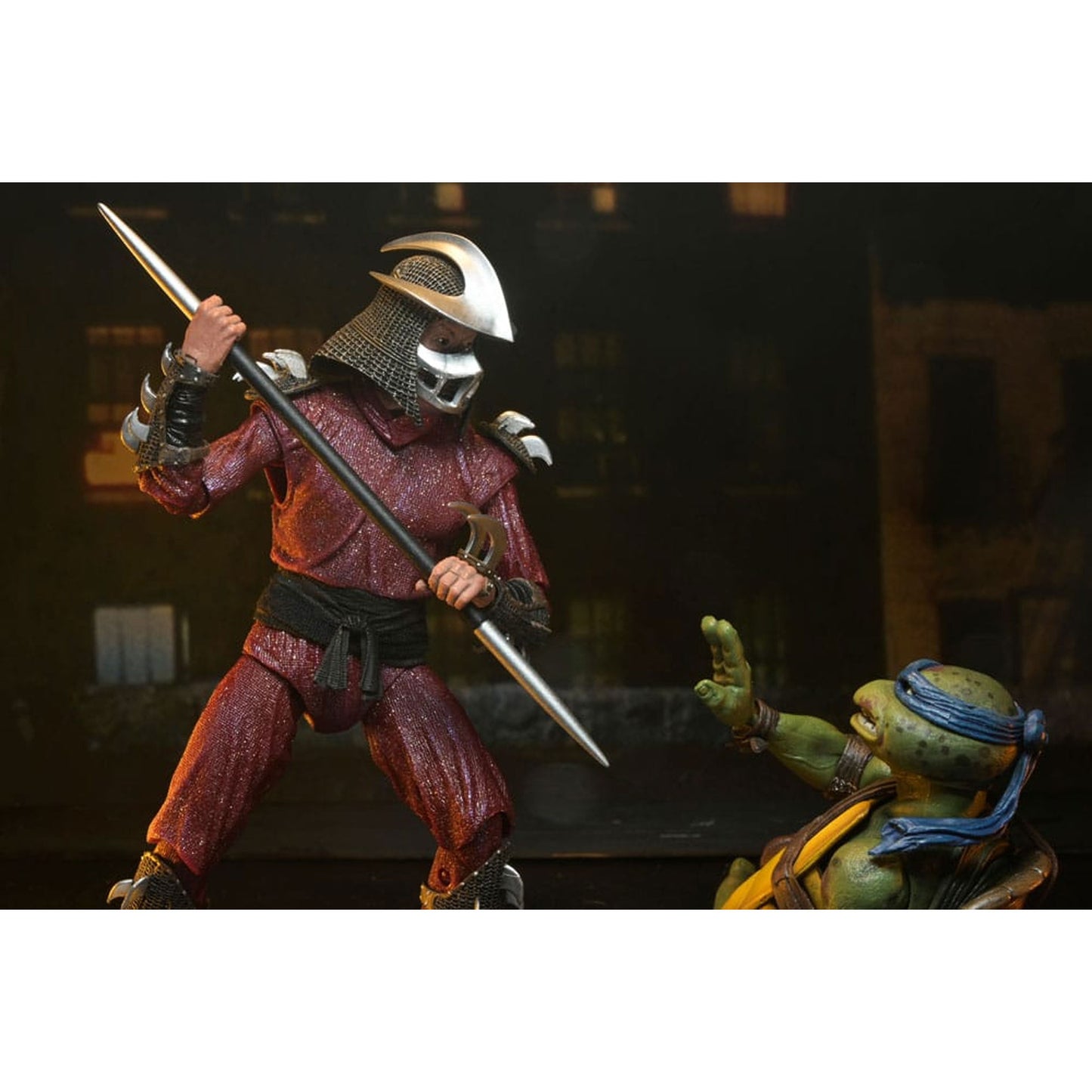 Teenage Mutant Ninja Turtles (1990 Movie) Action Figure Roof Top Battle Shredder vs Leo