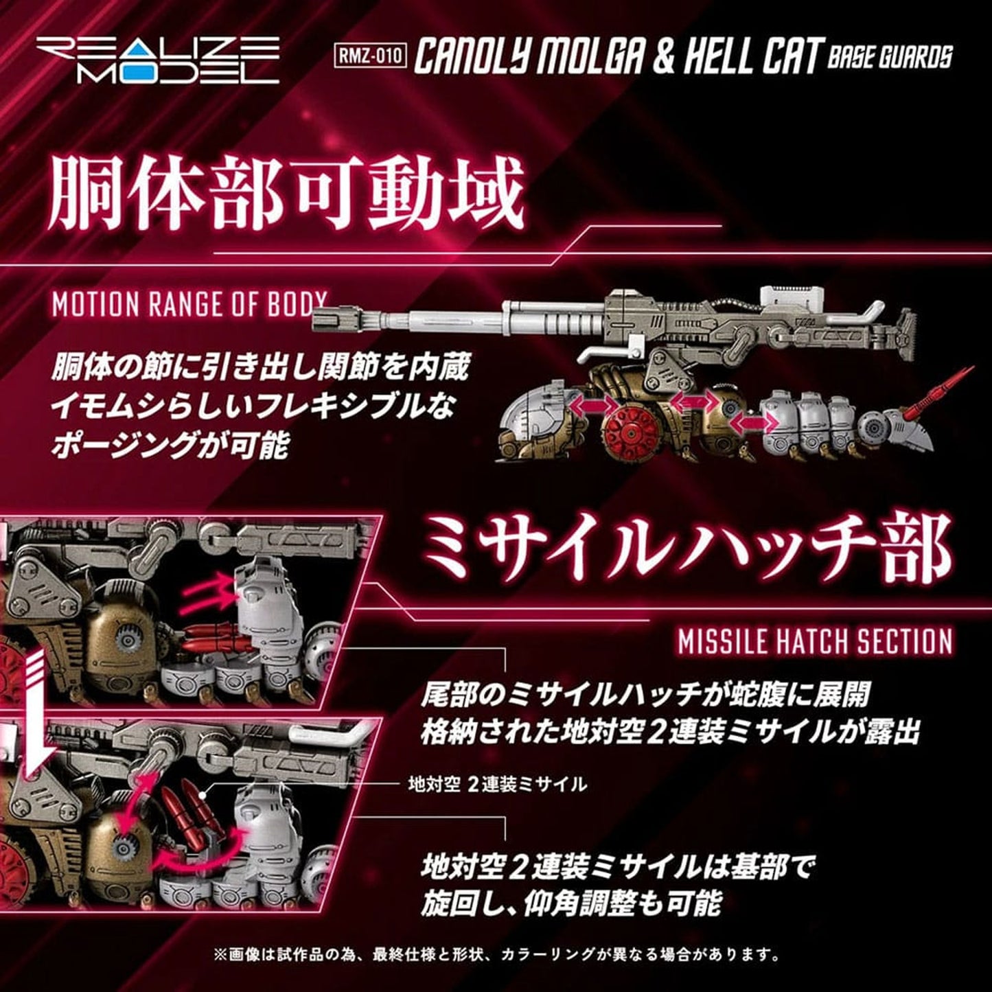 Zoids Plastic Model Kits 2-Pack 1/100 RMZ-010 Canoly Molga & Hell Cat Base Guards Sets