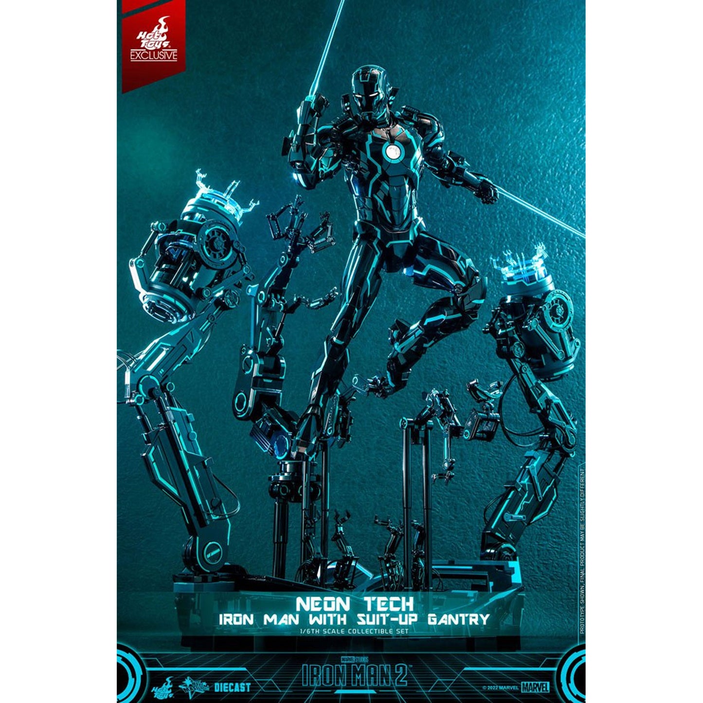 Iron Man 2 1/6 Neon Tech Iron Man with Suit-Up Gantry