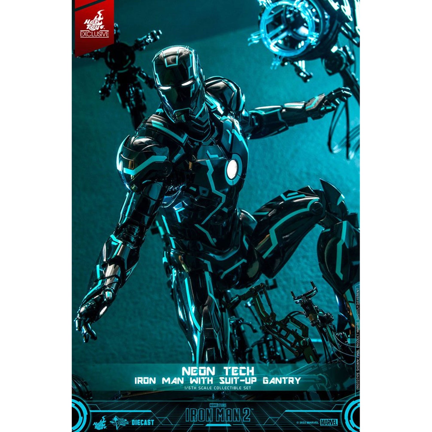 Iron Man 2 1/6 Neon Tech Iron Man with Suit-Up Gantry