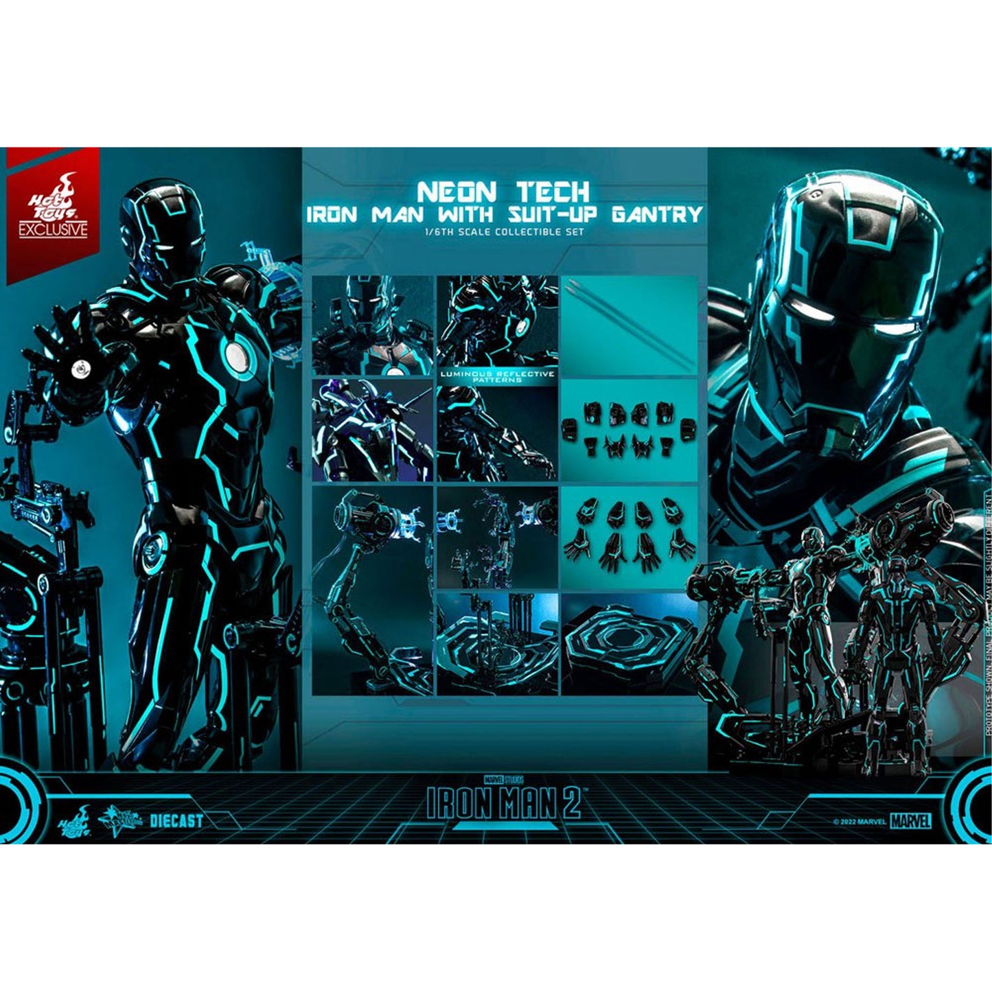 Iron Man 2 1/6 Neon Tech Iron Man with Suit-Up Gantry