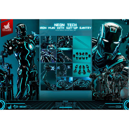 Iron Man 2 1/6 Neon Tech Iron Man with Suit-Up Gantry -Action Figuuri