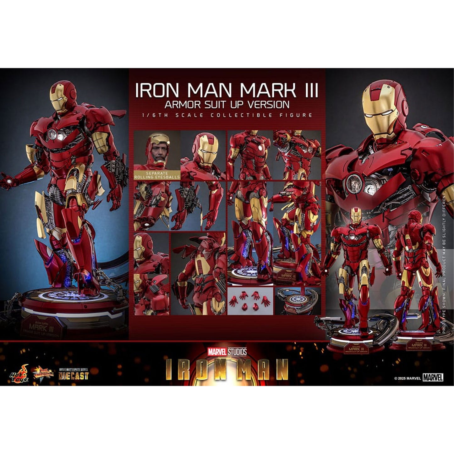 Iron Man Movie Masterpiece Diecast Action Figure 1/6 Iron Man Mark III (Armor Suit Up Version)