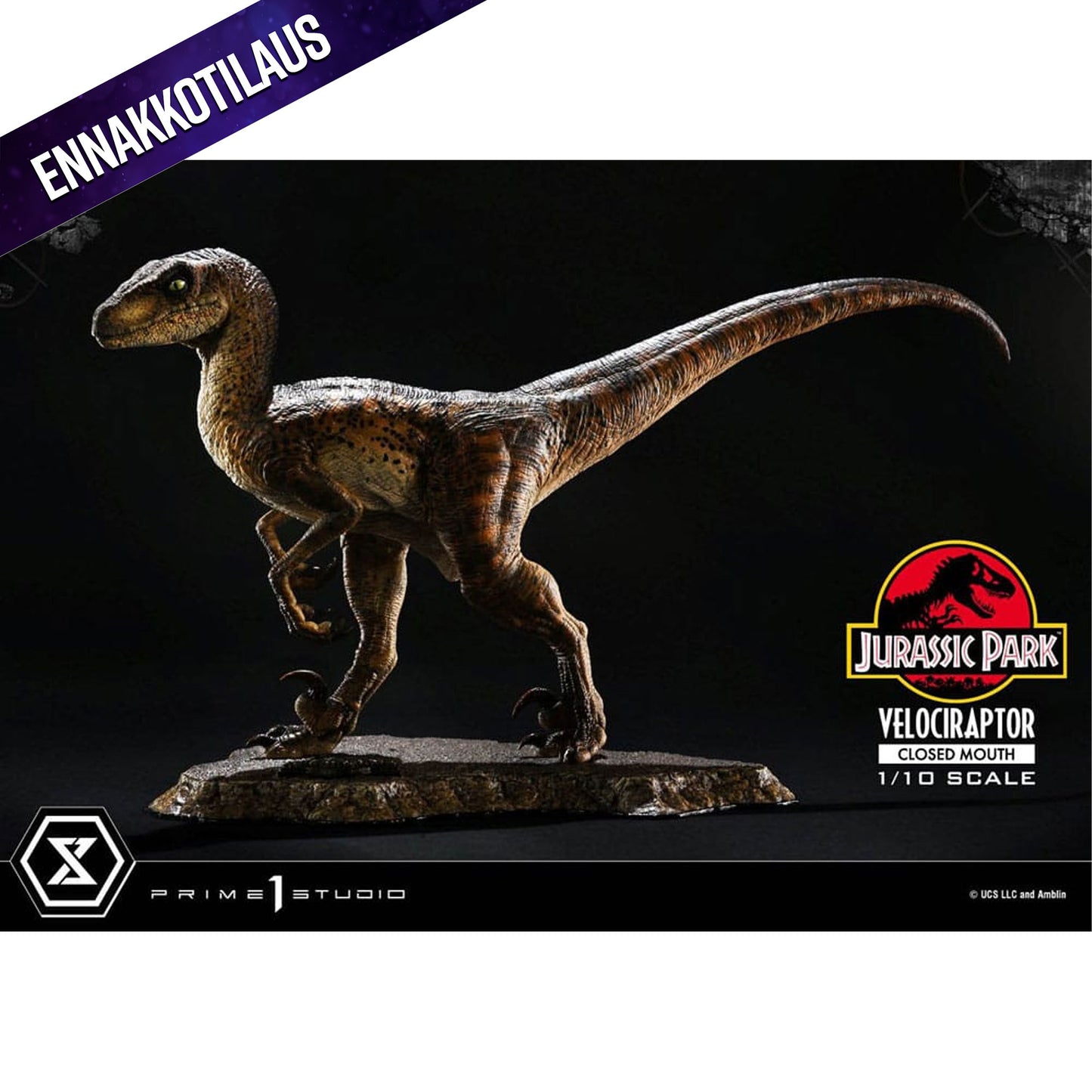 Jurassic Park Prime Collectibles 1/10 Velociraptor Closed Mouth