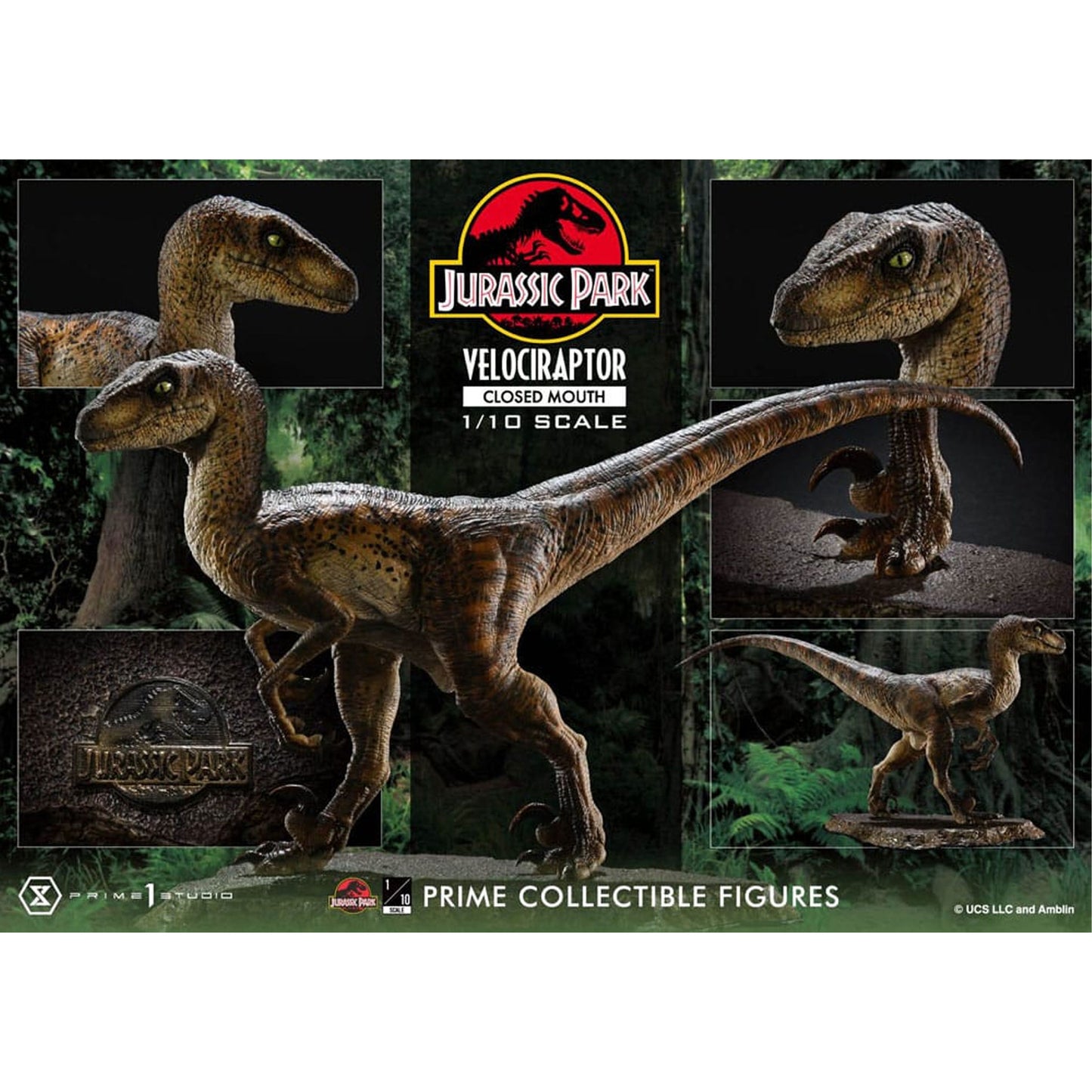 Jurassic Park Prime Collectibles 1/10 Velociraptor Closed Mouth