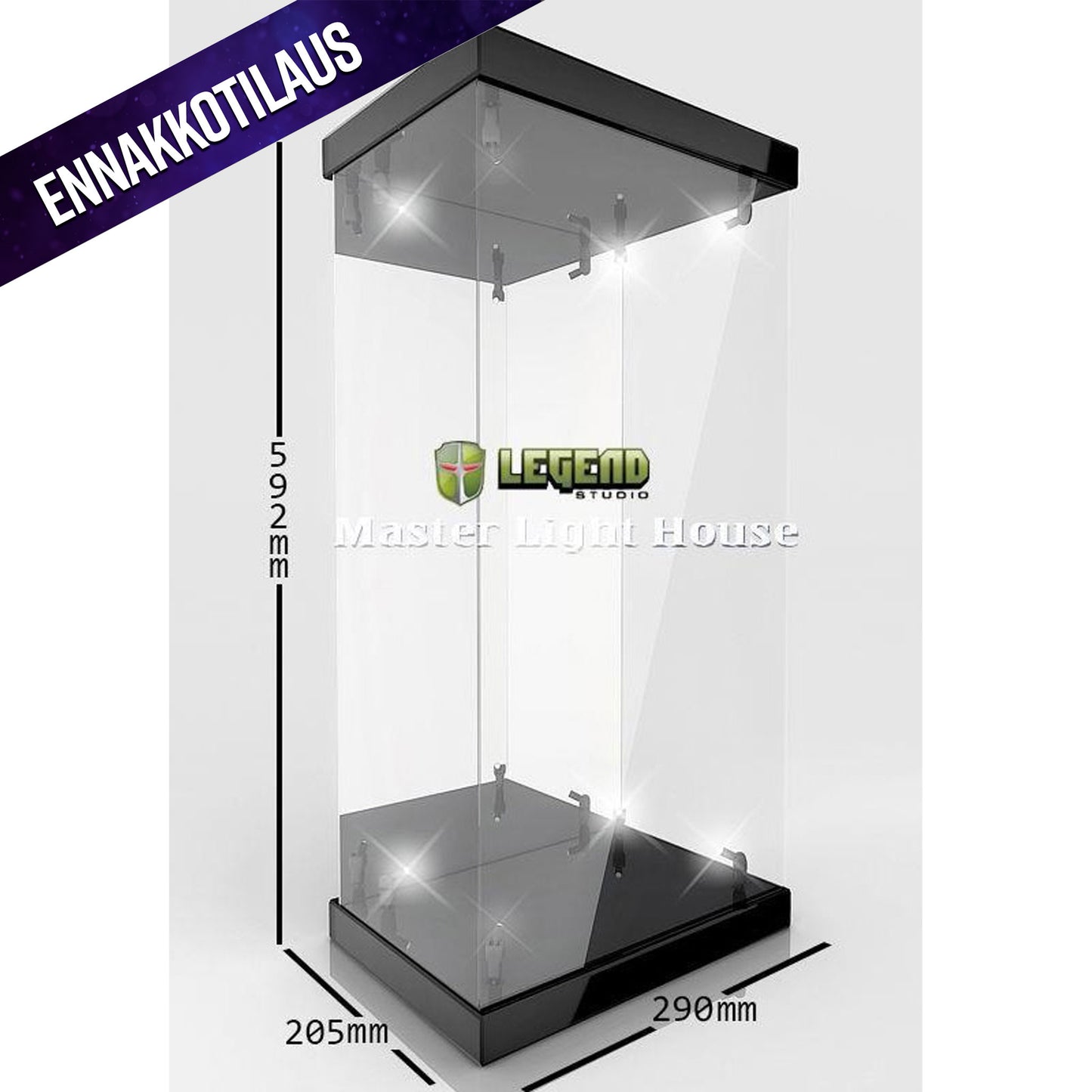 Master Light House Acrylic Display Case with Lighting for 1/4 Action Figures (black)