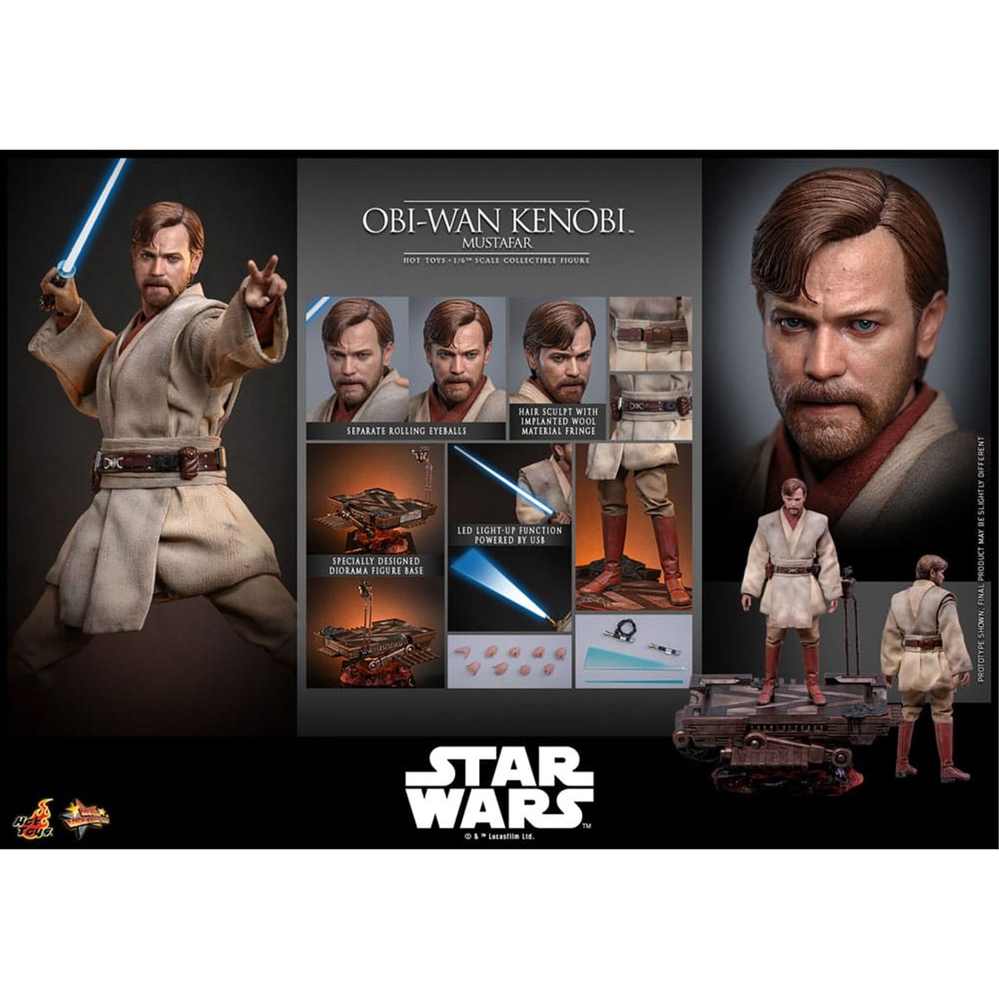 Star Wars: Episode III - Revenge of the Sith Movie Masterpiece 1/6 Obi-Wan Kenobi (Mustafar) -Action Figure