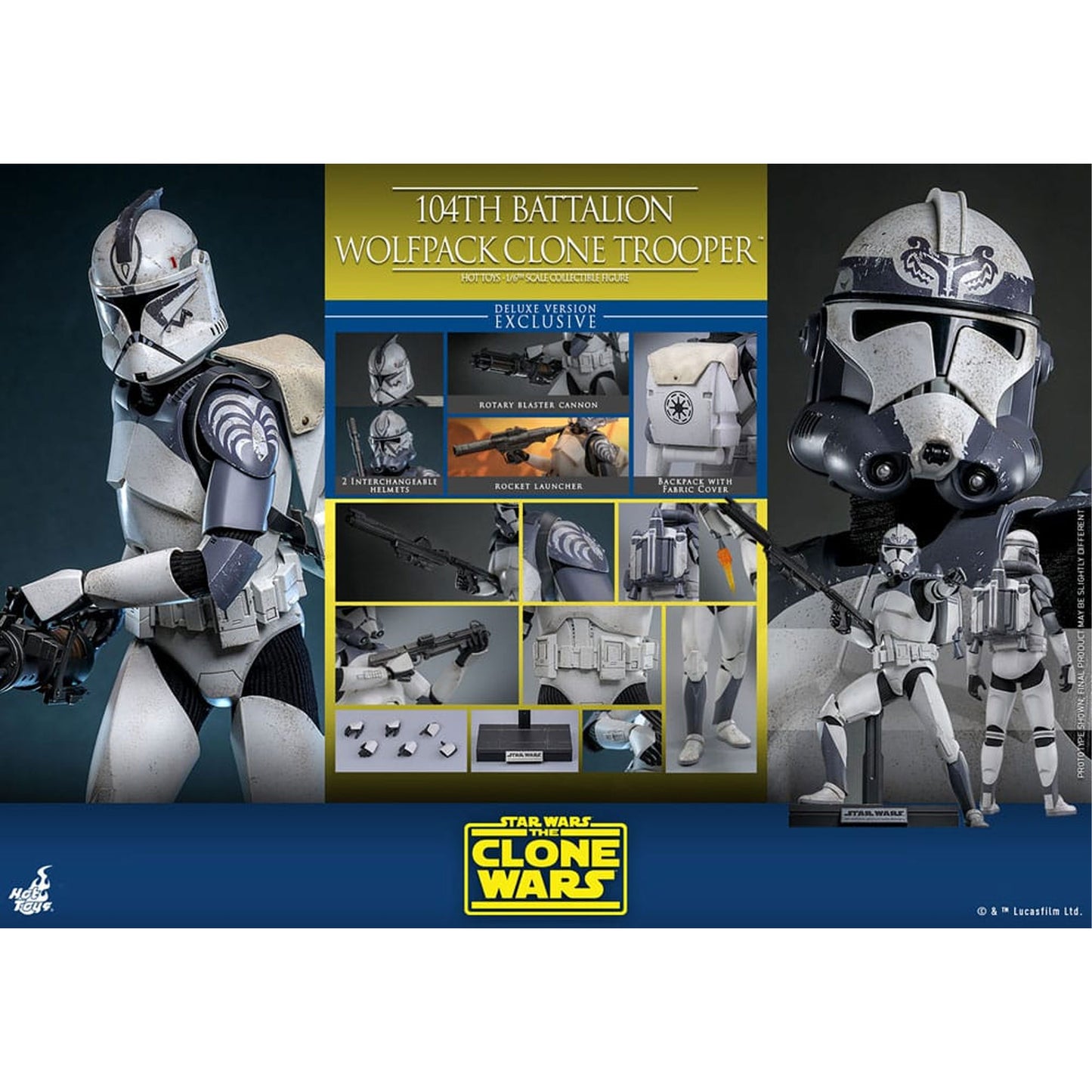 Star Wars The Clone Wars 1/6 104th Battalion Wolfpack Clone Trooper Deluxe Version