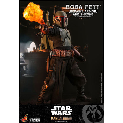 Star Wars The Mandalorian 1/6 Boba Fett (Repaint Armor) och tron