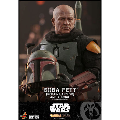 Star Wars The Mandalorian 1/6 Boba Fett (Repaint Armor) och tron
