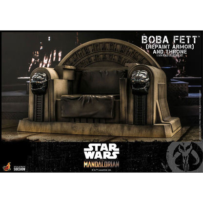 Star Wars The Mandalorian 1/6 Boba Fett (Repaint Armor) och tron