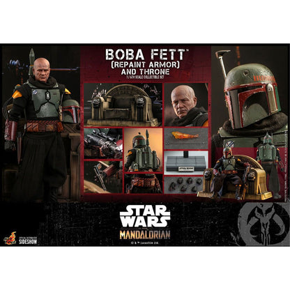 Star Wars The Mandalorian 1/6 Boba Fett (Repaint Armor) och tron