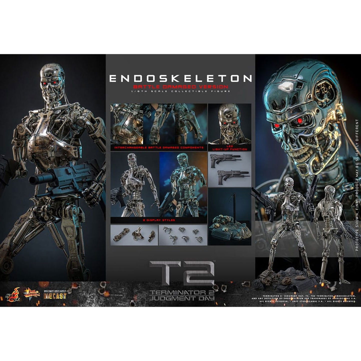 Terminator 2: Judgment Day Movie Masterpiece Action Figure 1/6 Endoskeleton (Battle Damaged Version)