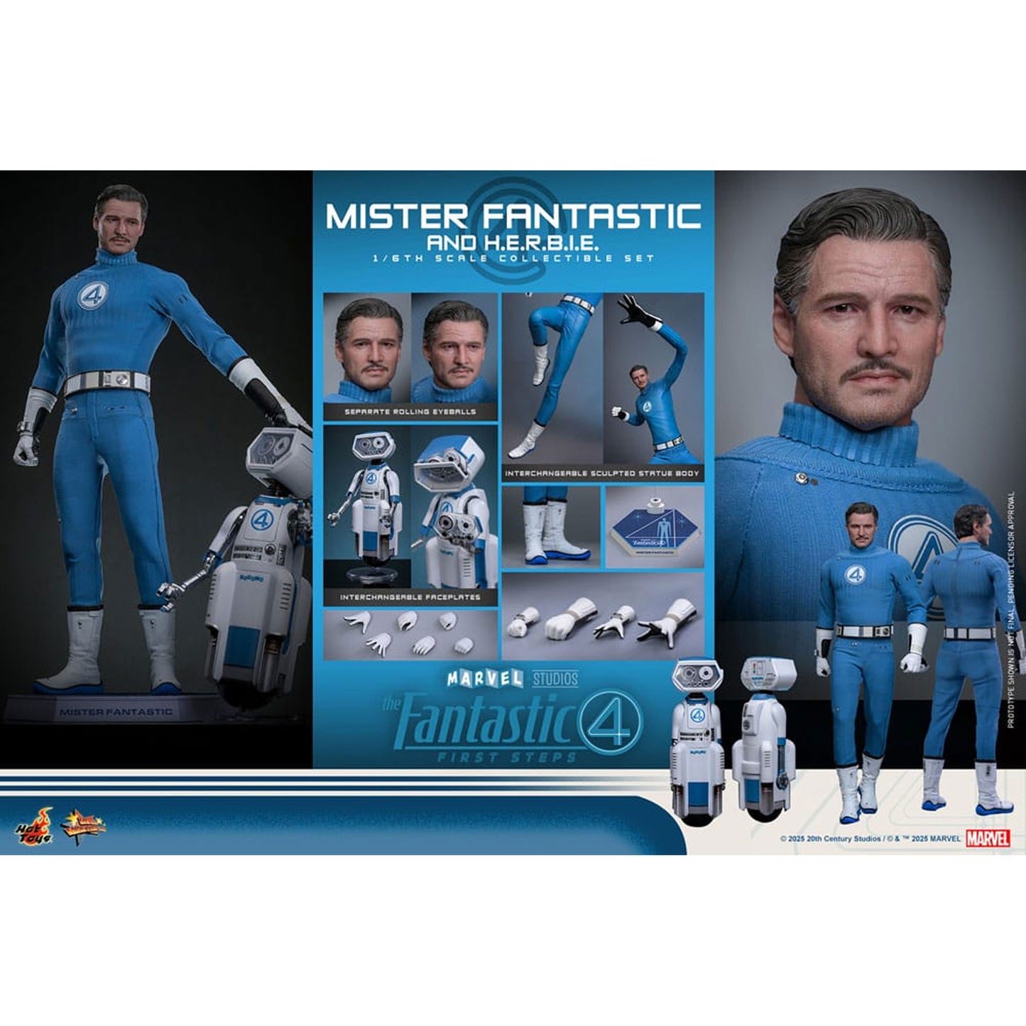 The Fantastic Four: First Steps Movie Masterpiece Action Figure 2-Pack 1/6 Mister Fantastic & H.E.R.B.I.E.