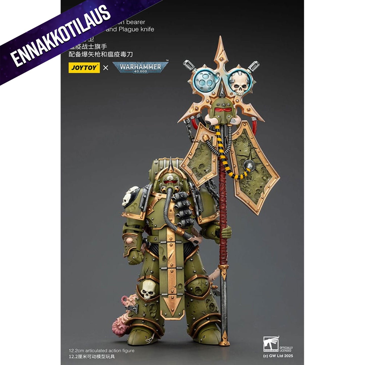 Warhammer 40,000 Death Guard Plague Marine Icon bearer with Boltgun and Plague knife -Action Figure