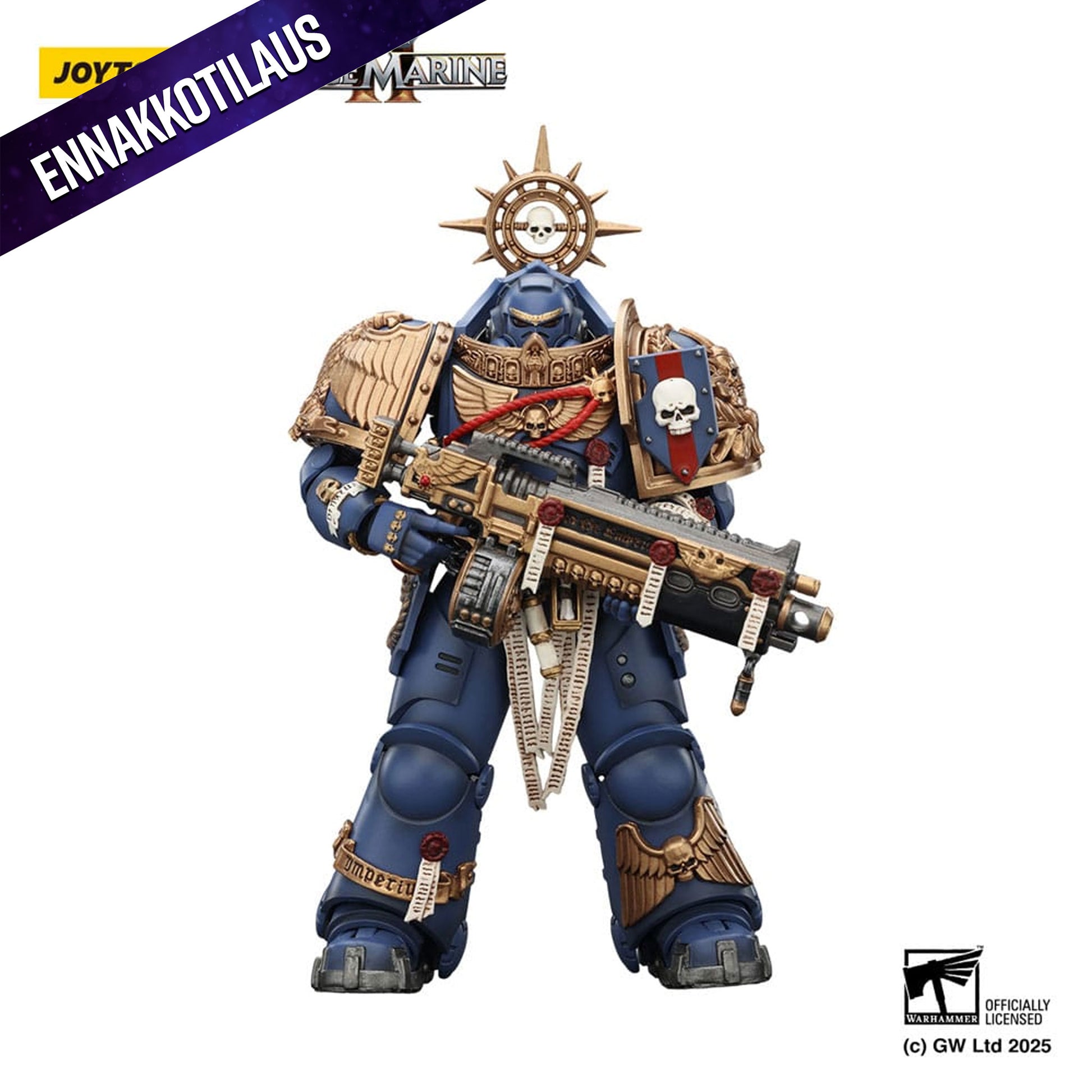 Warhammer 40,000: Space Marine 2 Ultramarines Heavy Relic Primus Armor with Heavy Relic Bolt Rifle -Action Figure
