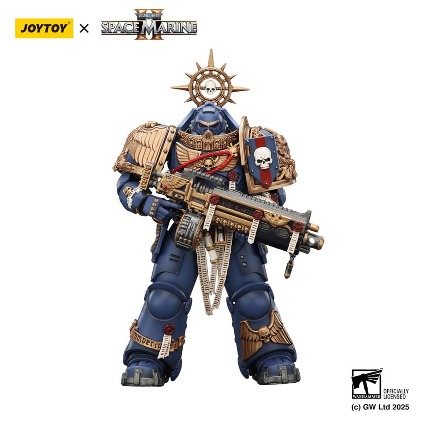 Warhammer 40,000: Space Marine 2 Ultramarines Heavy Relic Primus Armor with Heavy Relic Bolt Rifle -Action Figure