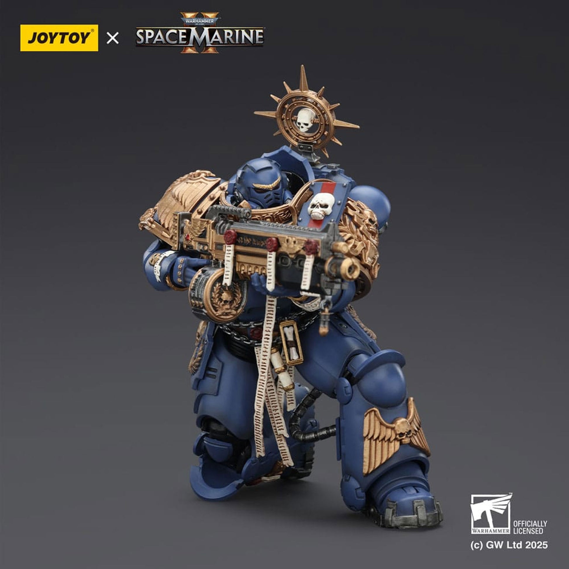 Warhammer 40,000: Space Marine 2 Ultramarines Heavy Relic Primus Armor with Heavy Relic Bolt Rifle -Action Figure