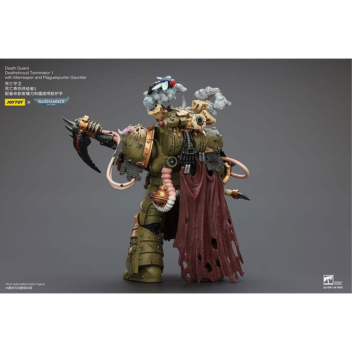 Warhammer 40k 1/18 Death Guard Deathshroud Terminator 1 with Manreaper and Plaguespurter Gauntlet -Action Figure