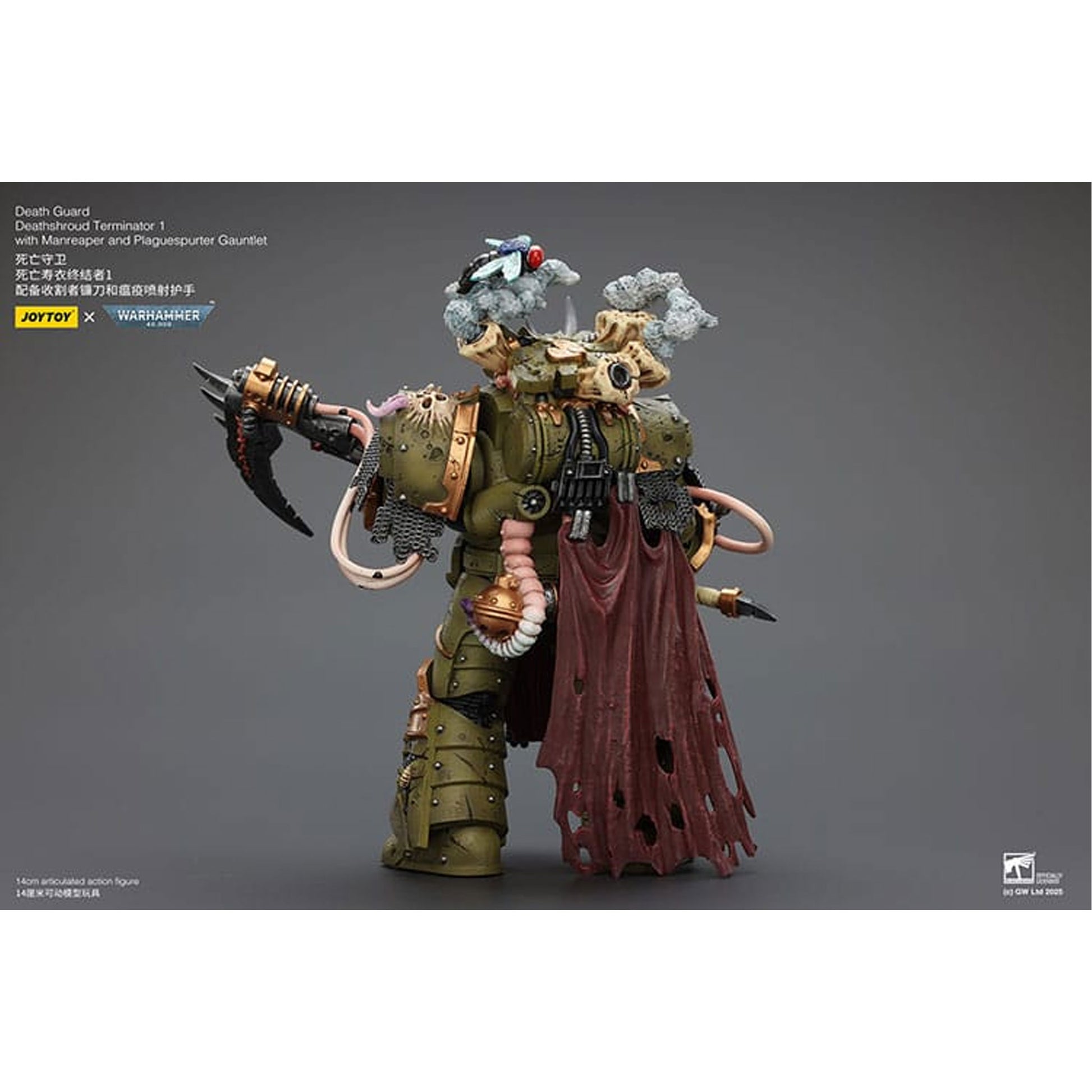 Warhammer 40k 1/18 Death Guard Deathshroud Terminator 1 with Manreaper and Plaguespurter Gauntlet -Action Figure