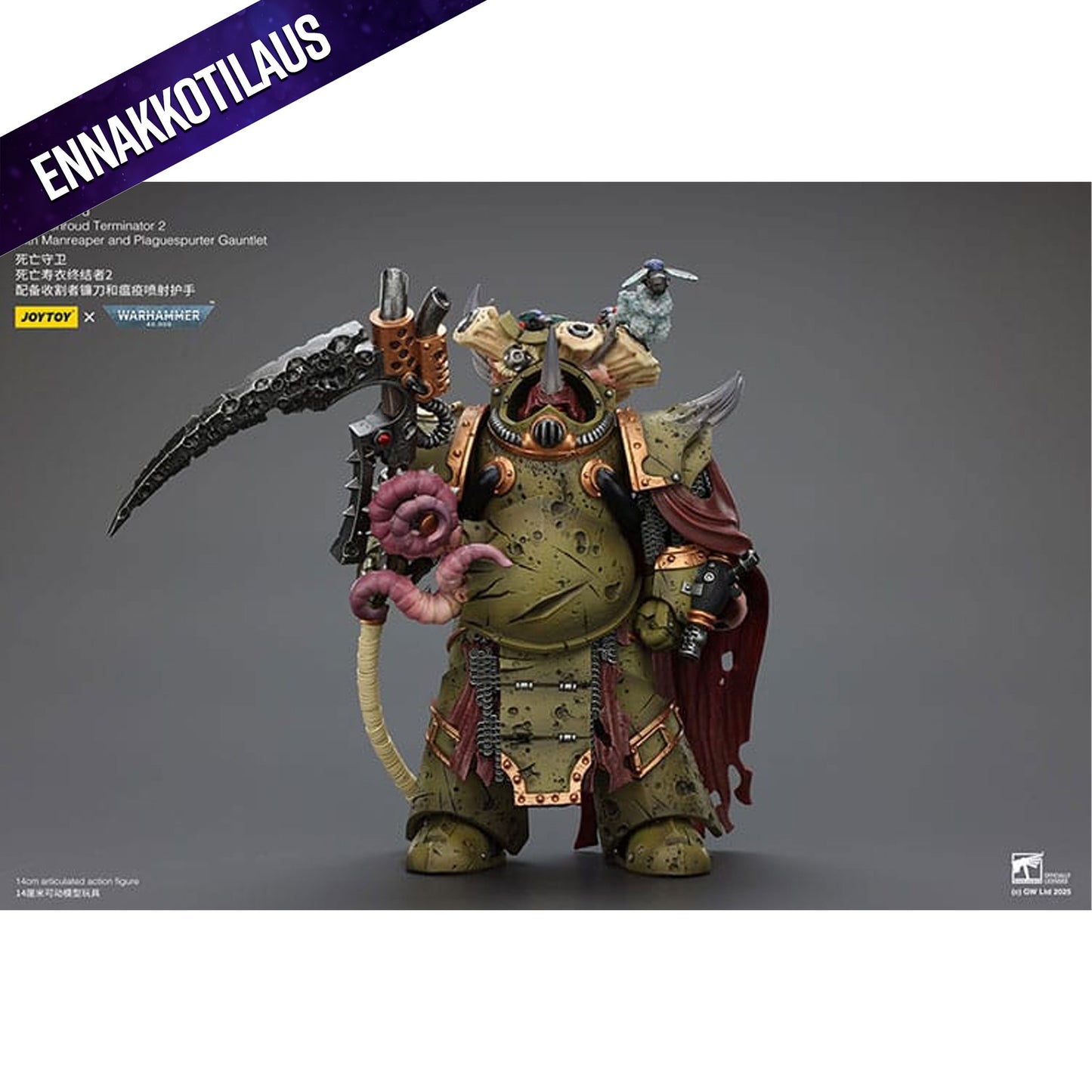 Warhammer 40k 1/18 Death Guard Deathshroud Terminator 2 with Manreaper and Plaguespurter Gauntlet -Action Figure