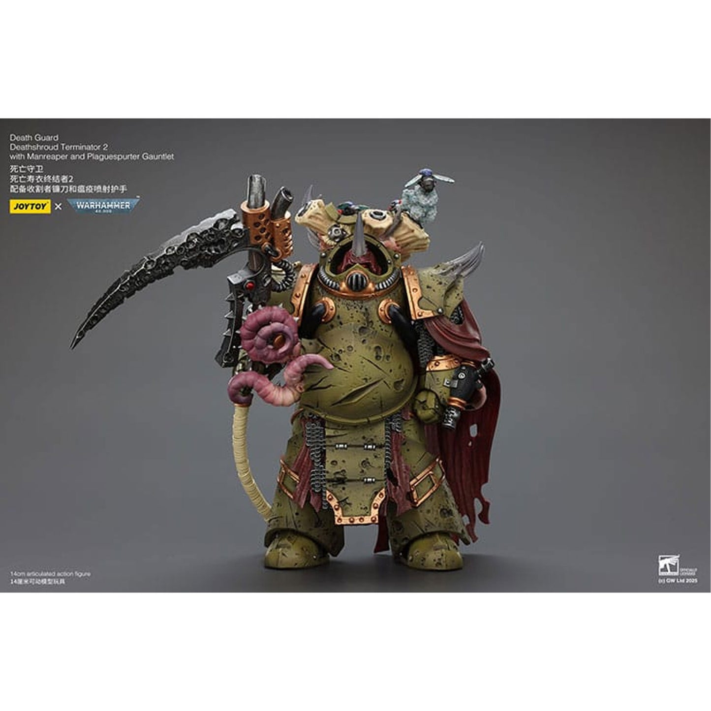 Warhammer 40k 1/18 Death Guard Deathshroud Terminator 2 with Manreaper and Plaguespurter Gauntlet -Action Figure