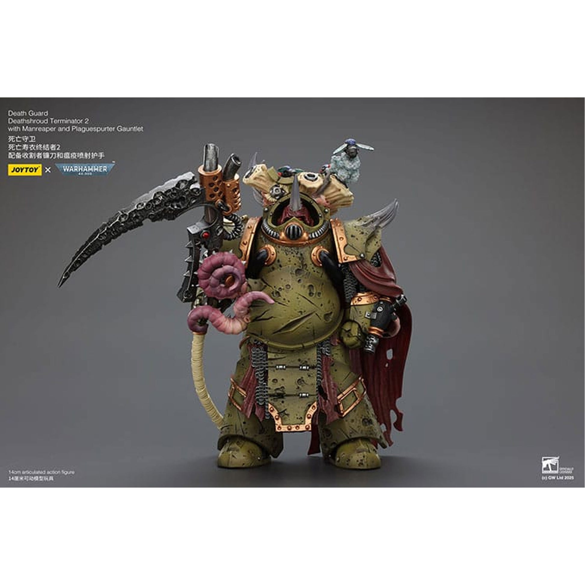 Warhammer 40k 1/18 Death Guard Deathshroud Terminator 2 with Manreaper and Plaguespurter Gauntlet -Action Figure