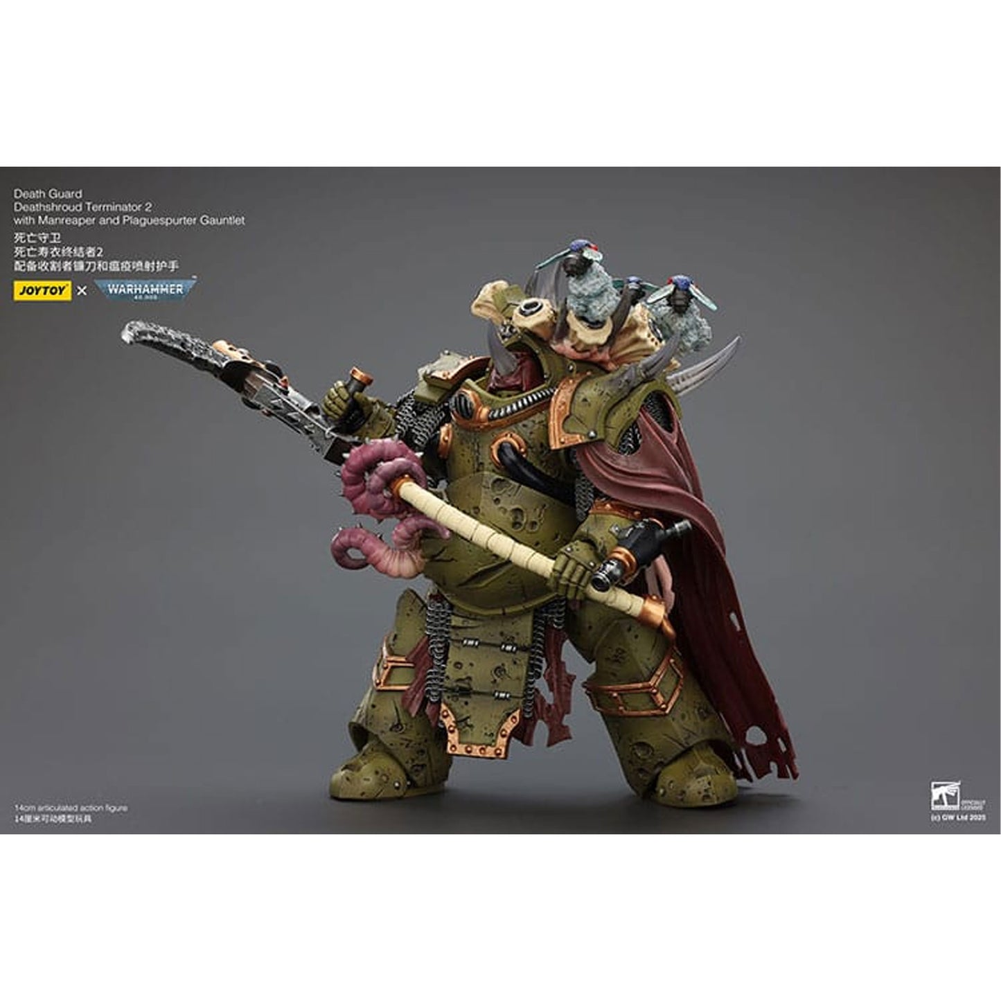 Warhammer 40k 1/18 Death Guard Deathshroud Terminator 2 with Manreaper and Plaguespurter Gauntlet -Action Figure