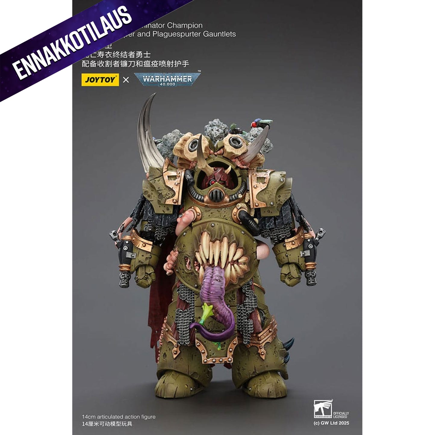 Warhammer 40k 1/18 Death Guard Deathshroud Terminator Champion with Manreaper and Plaguespurter Gauntlets -Action Figure