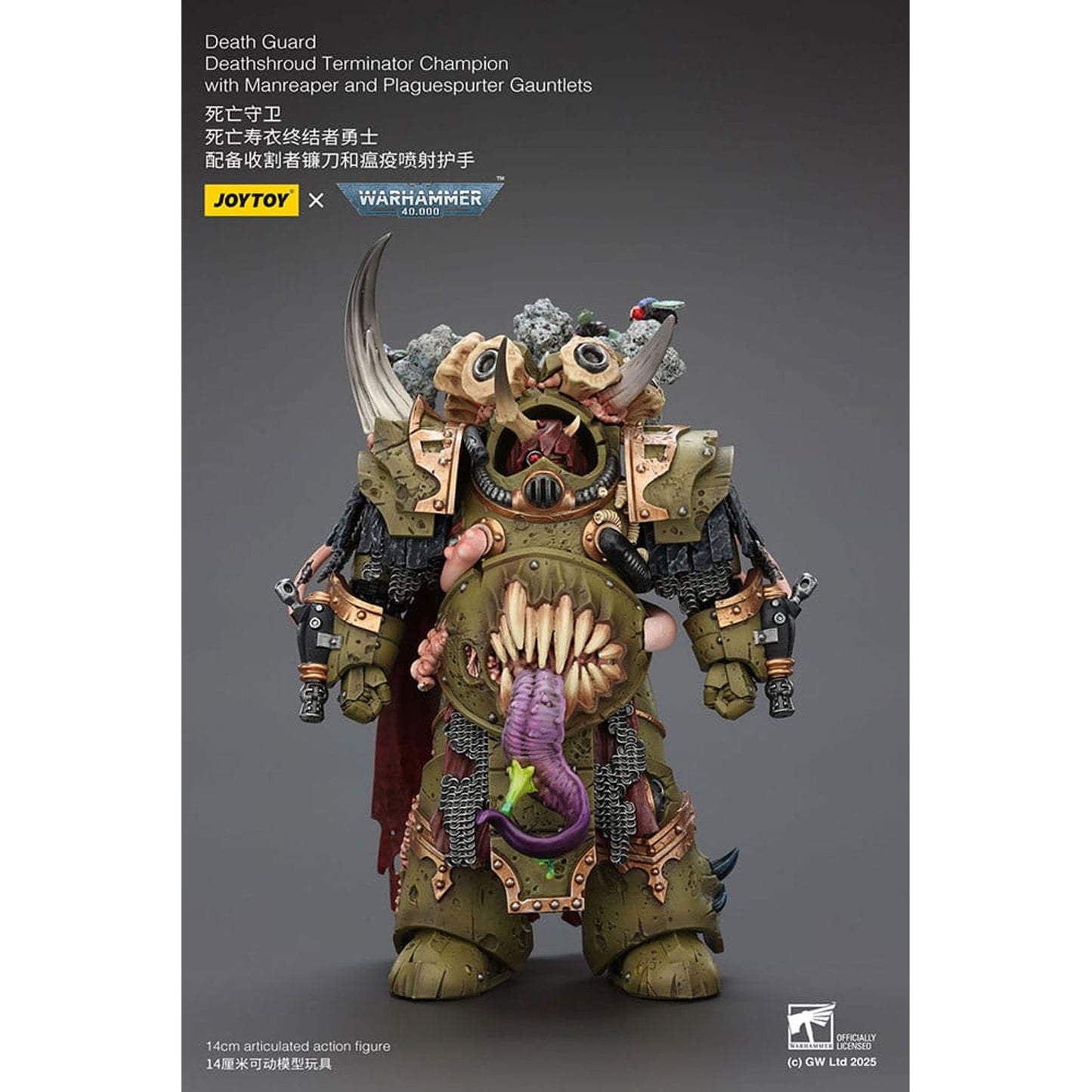 Warhammer 40k 1/18 Death Guard Deathshroud Terminator Champion with Manreaper and Plaguespurter Gauntlets -Action Figure