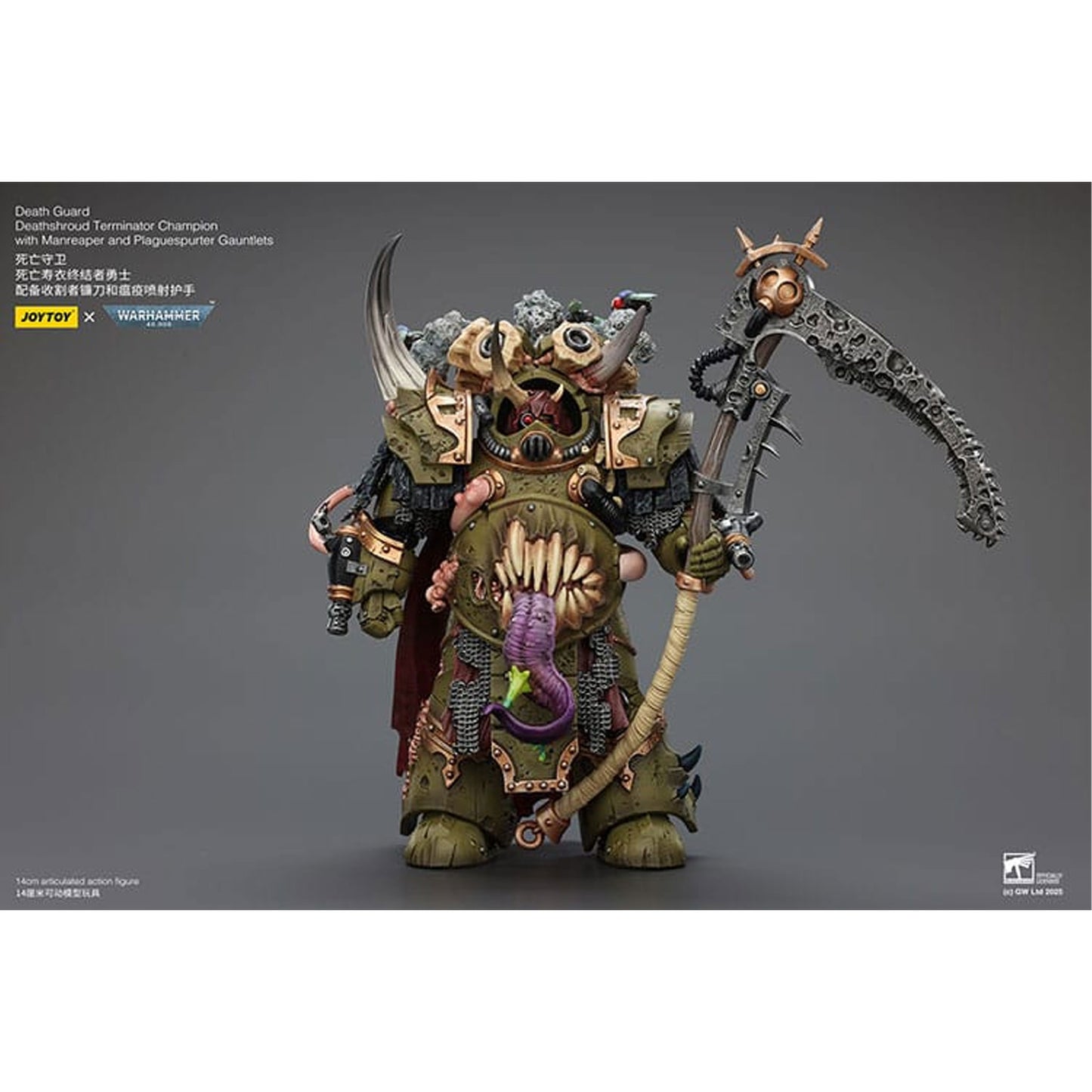 Warhammer 40k 1/18 Death Guard Deathshroud Terminator Champion with Manreaper and Plaguespurter Gauntlets -Action Figure