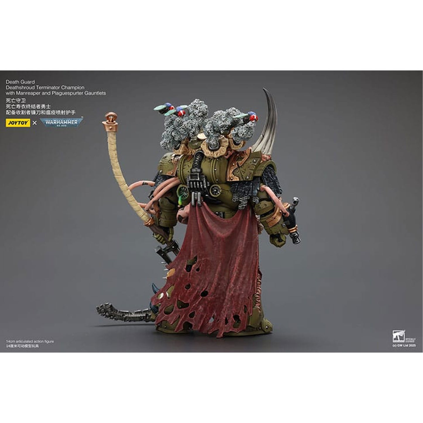 Warhammer 40k 1/18 Death Guard Deathshroud Terminator Champion with Manreaper and Plaguespurter Gauntlets -Action Figure