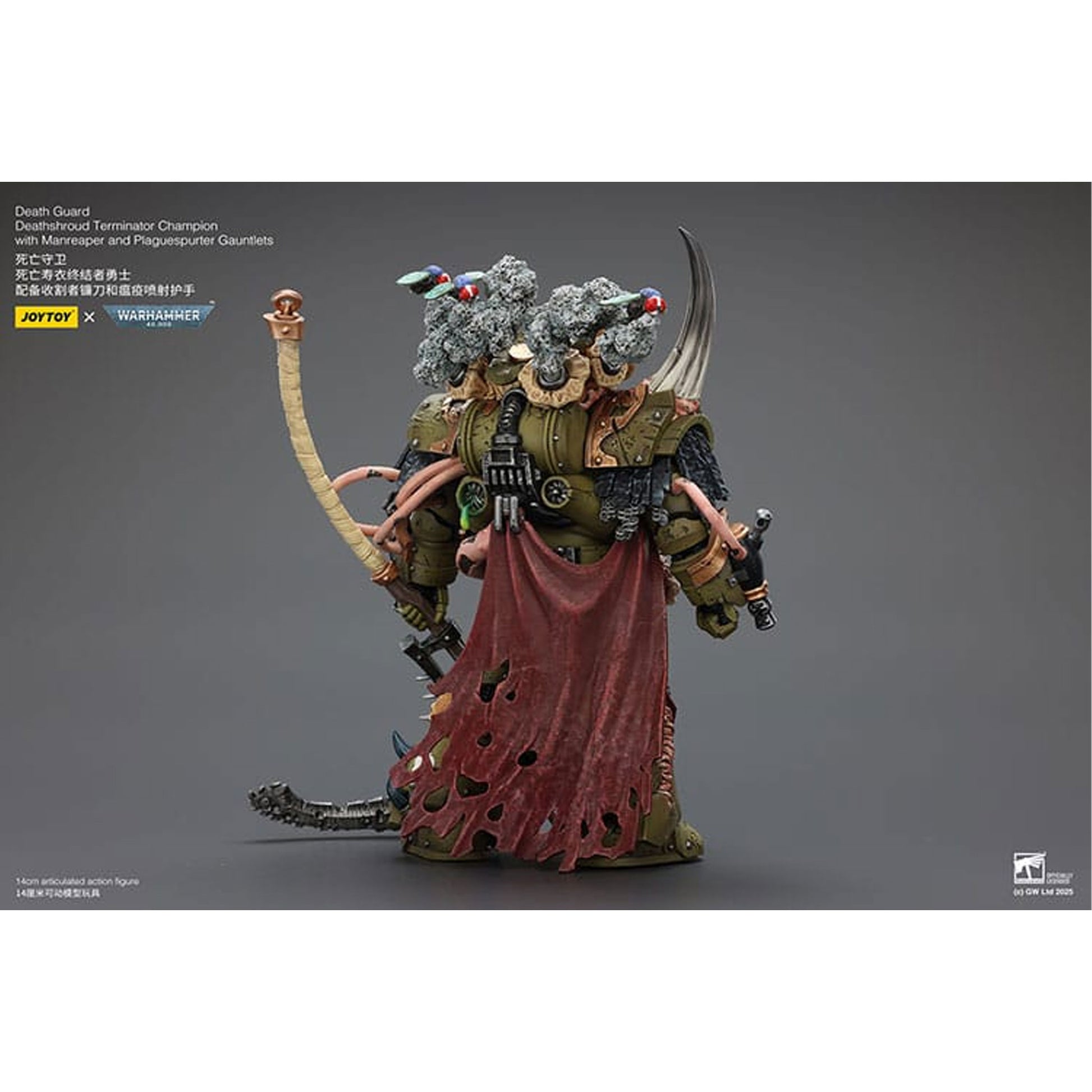 Warhammer 40k 1/18 Death Guard Deathshroud Terminator Champion with Manreaper and Plaguespurter Gauntlets -Action Figure