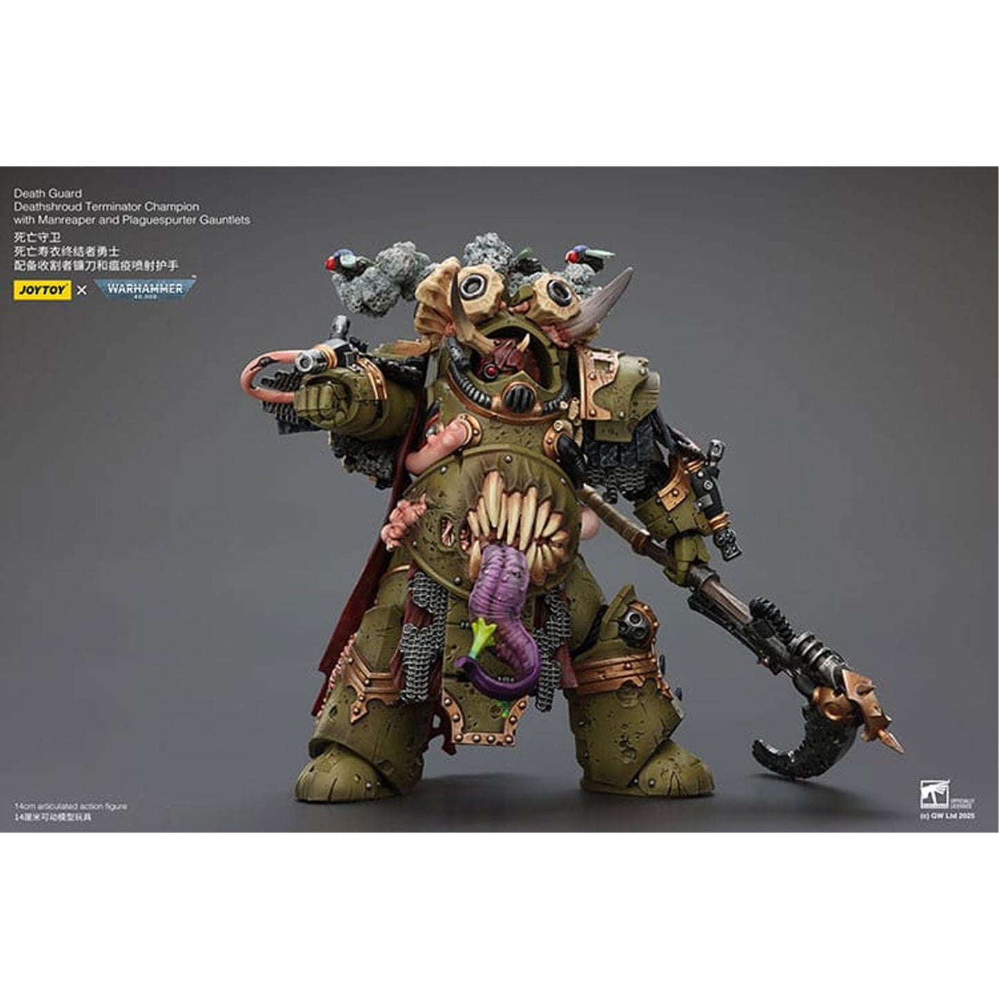Warhammer 40k 1/18 Death Guard Deathshroud Terminator Champion with Manreaper and Plaguespurter Gauntlets -Action Figure